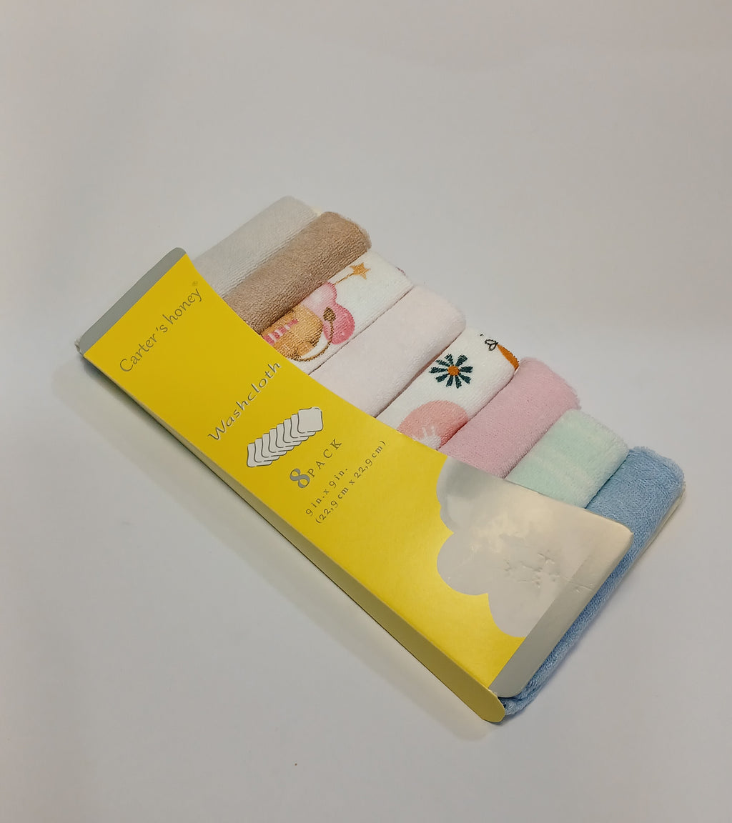 8 PCs Baby Wash Clothes Multicolor