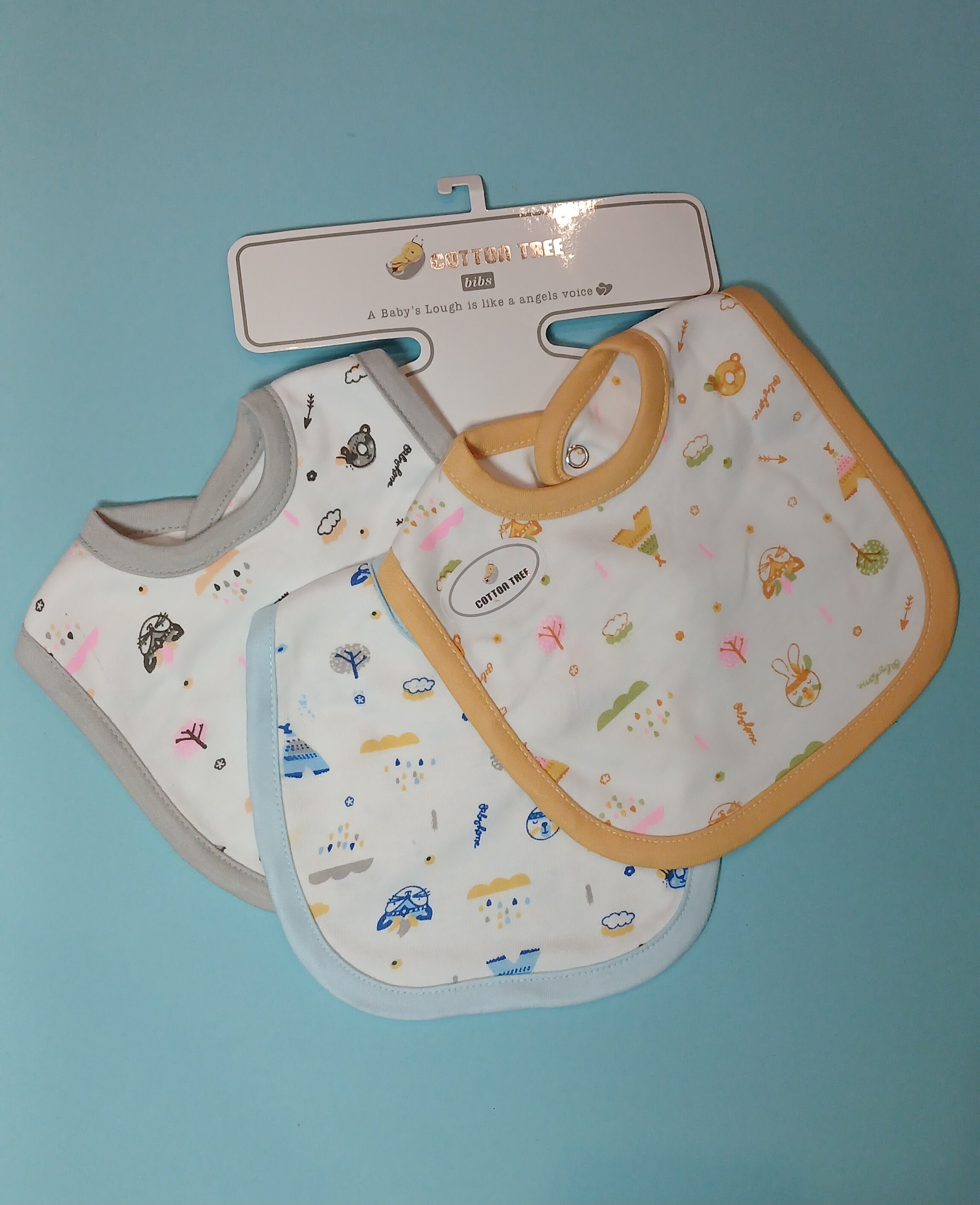 Cotton Tree Baby Bibs – Soft, Absorbent & Adorable (Pack of 3)