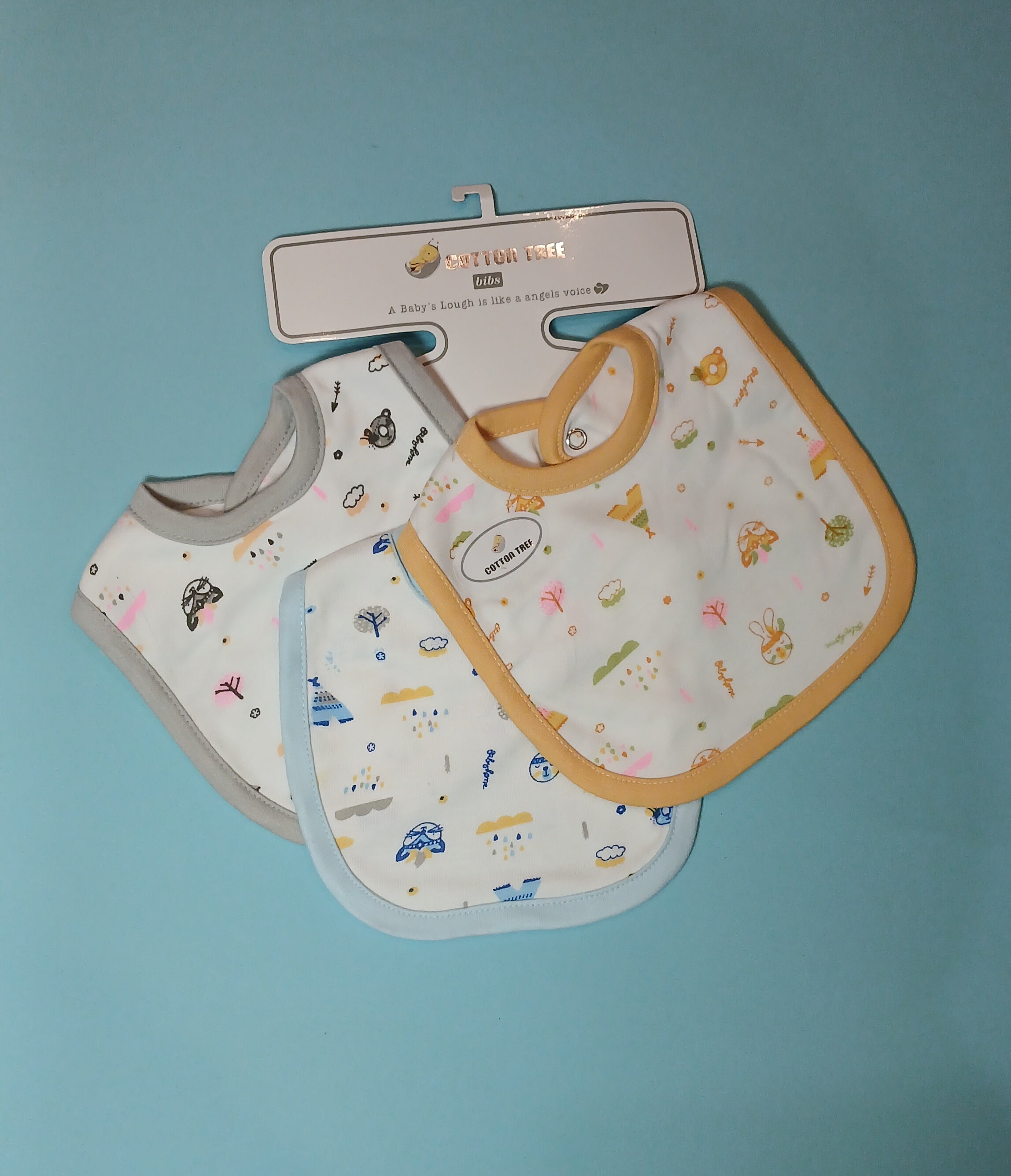 Cotton Tree Baby Bibs – Soft, Absorbent & Adorable (Pack of 3)
