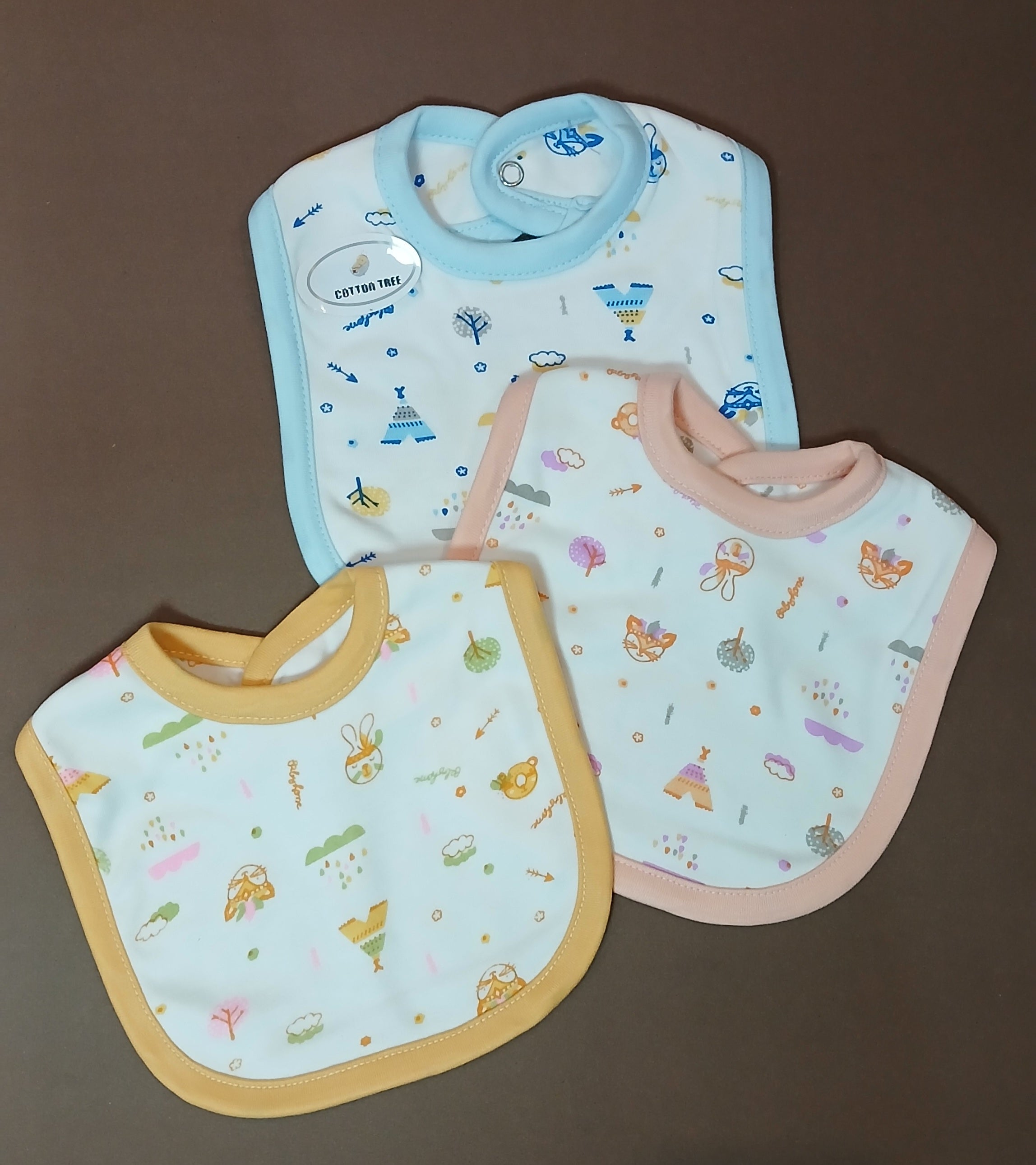 Cotton Tree Baby Bibs – Soft, Absorbent & Adorable (Pack of 3)