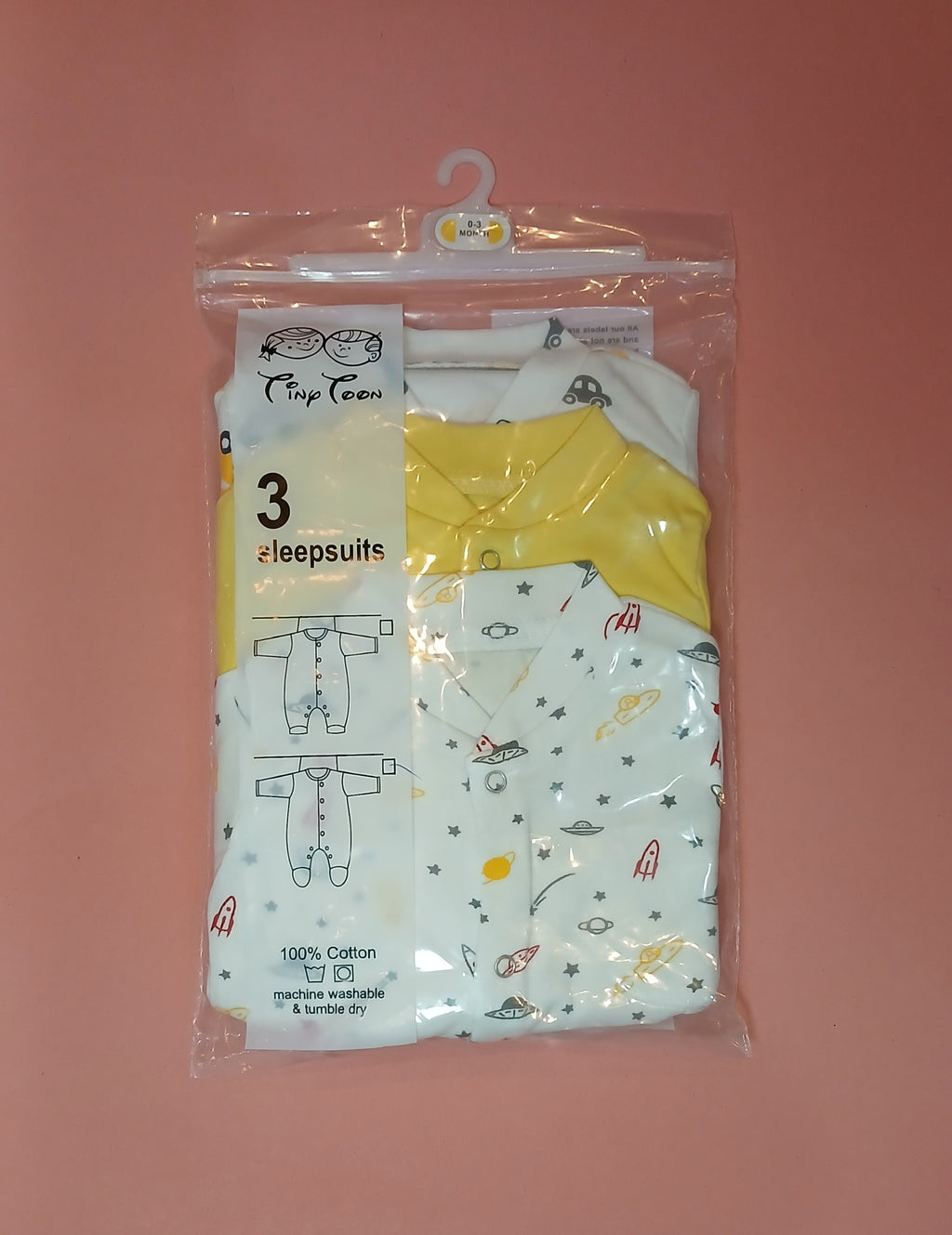 Tiny Toon Baby Sleepsuits with Booties (Pack of 3)