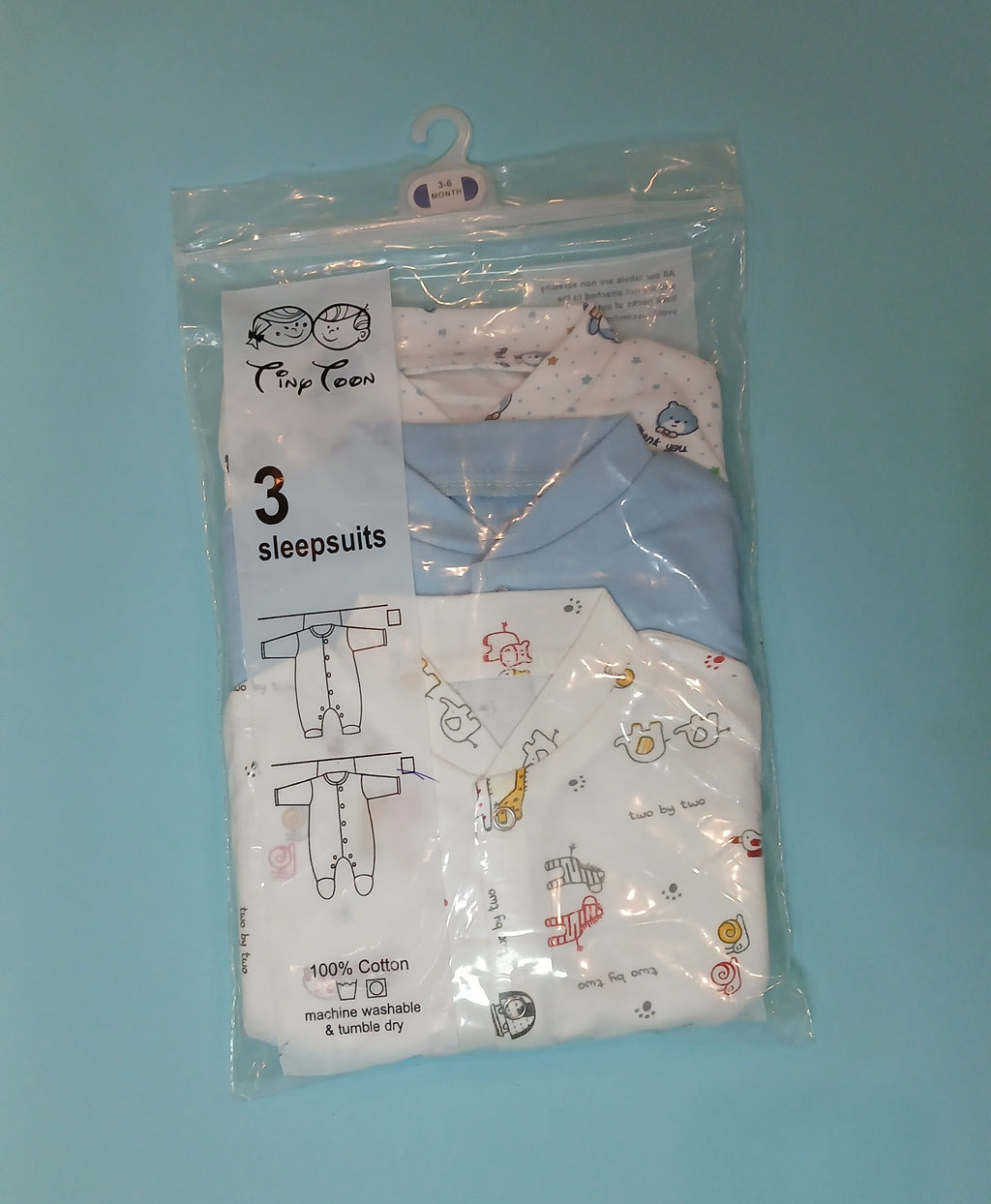 Tiny Toon Baby Sleepsuits with Booties (Pack of 3)