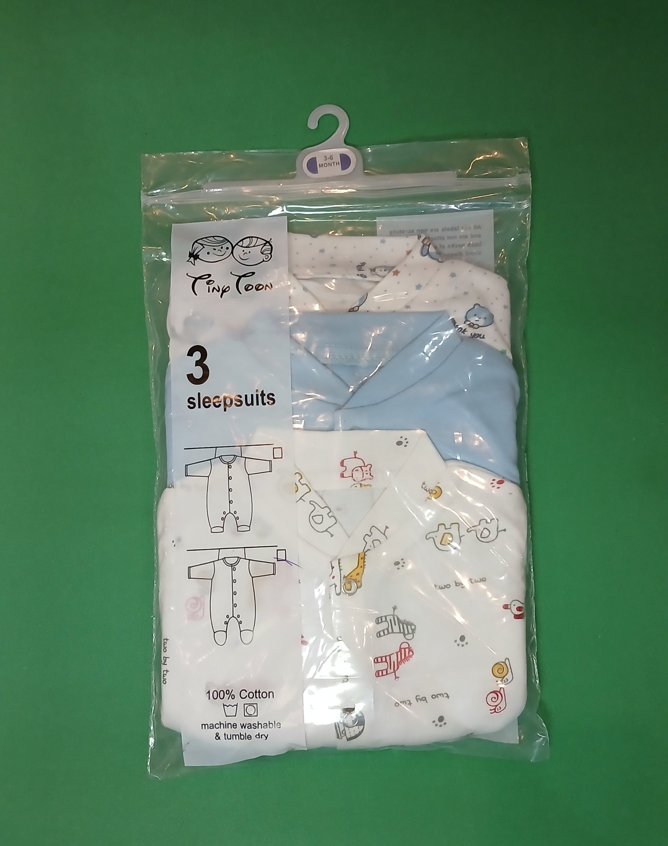 Tiny Toon Baby Sleepsuits with Booties (Pack of 3)