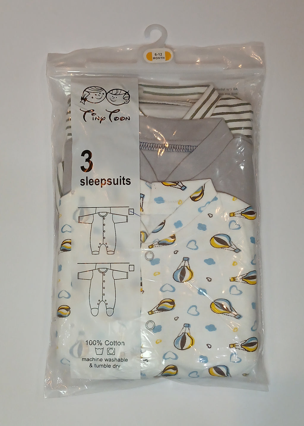 Tiny Toon Baby Sleepsuits with Booties (Pack of 3)