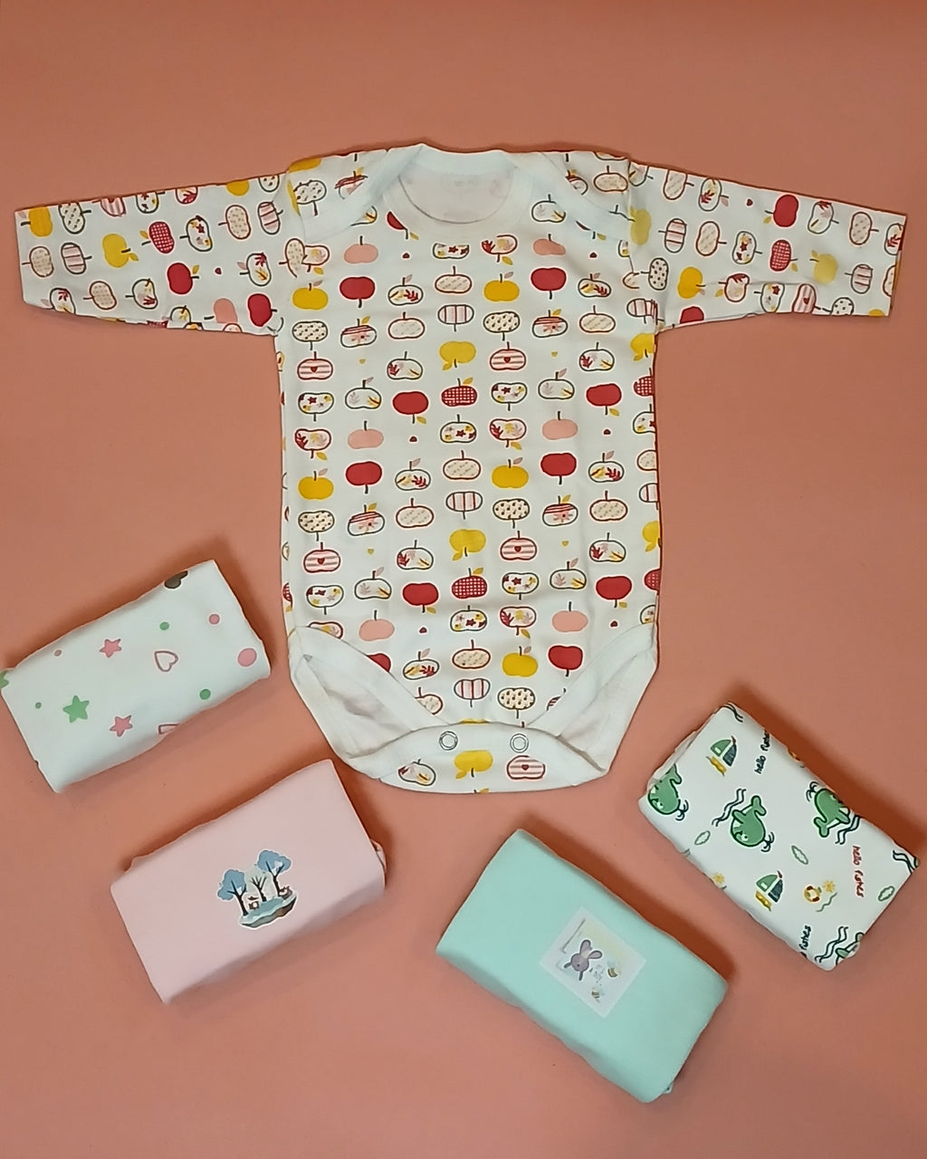 Tiny Toon Baby Bodysuits – Soft Cotton Essentials (Pack of 5 | 0–3 Months)