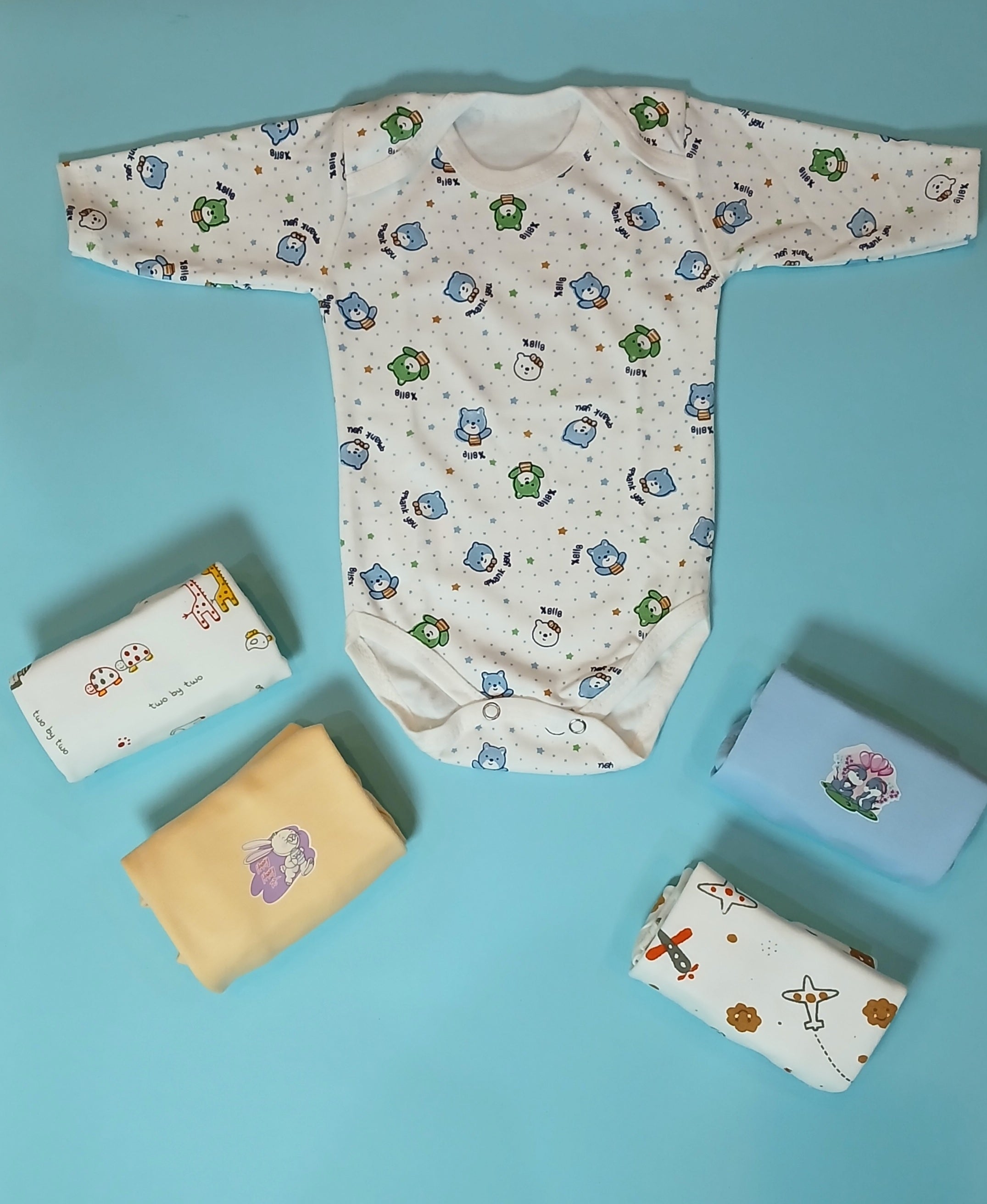 Tiny Toon Baby Bodysuits – Soft Cotton Essentials (Pack of 5 | 0–3 Months)