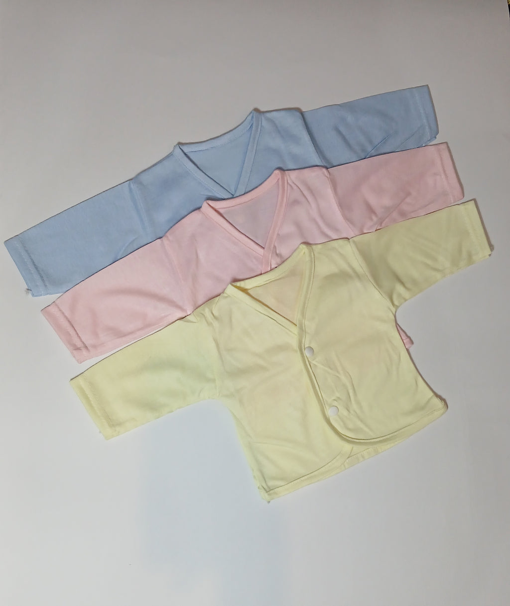 Baby Cotton Vest Full Sleeves Colored 0-3 Months (Size Small)