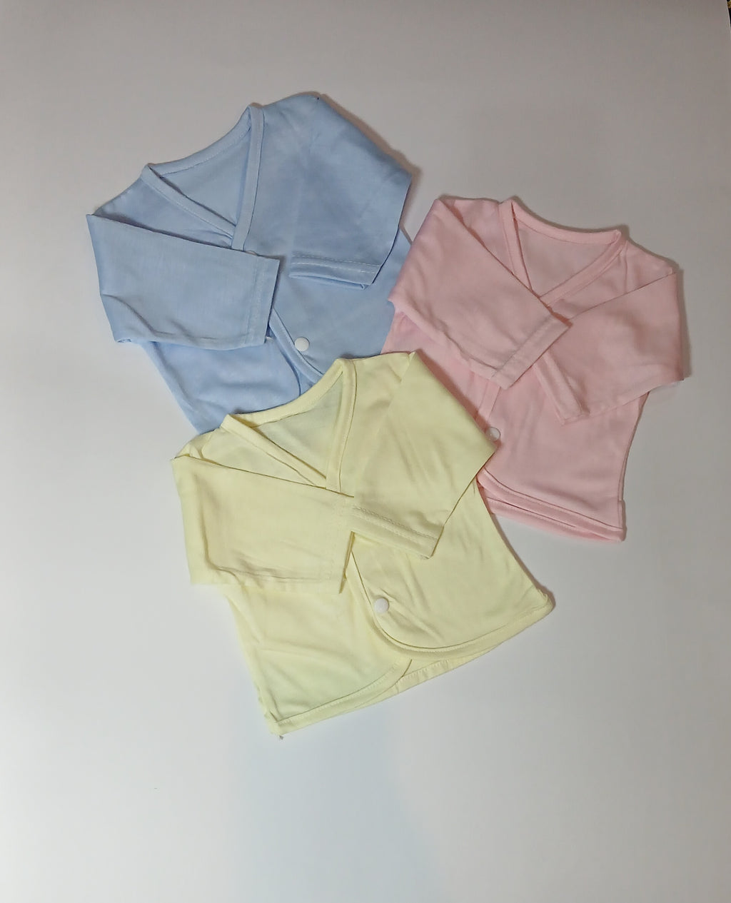 Baby Cotton Vest Full Sleeves Colored 0-3 Months (Size Small)