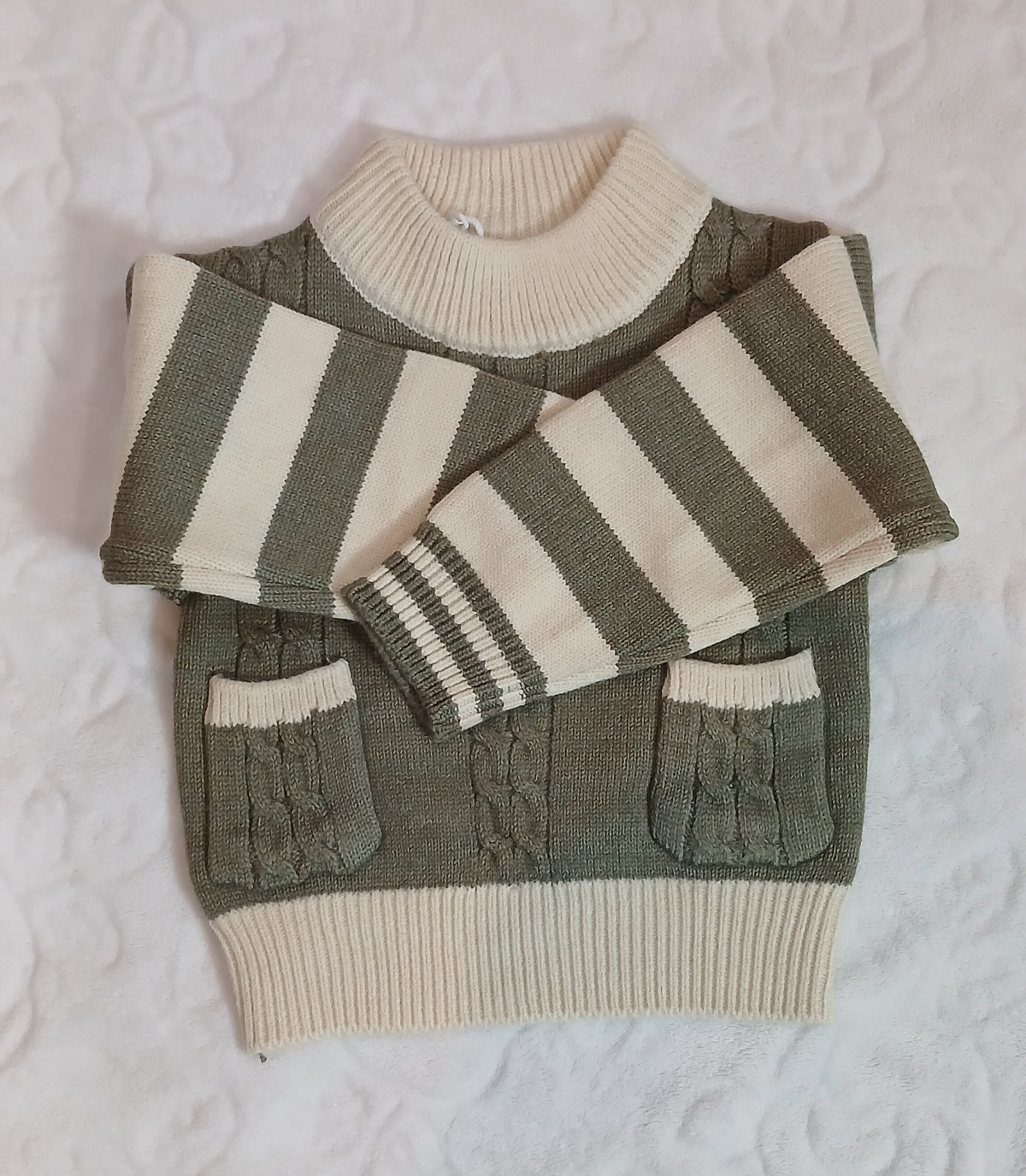 Olive Green and Cream Knitted Set
