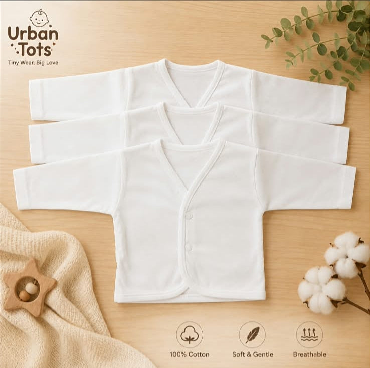 Cotton Vest Pack of 3 Full Sleeves 3-6 Months (Size Medium)