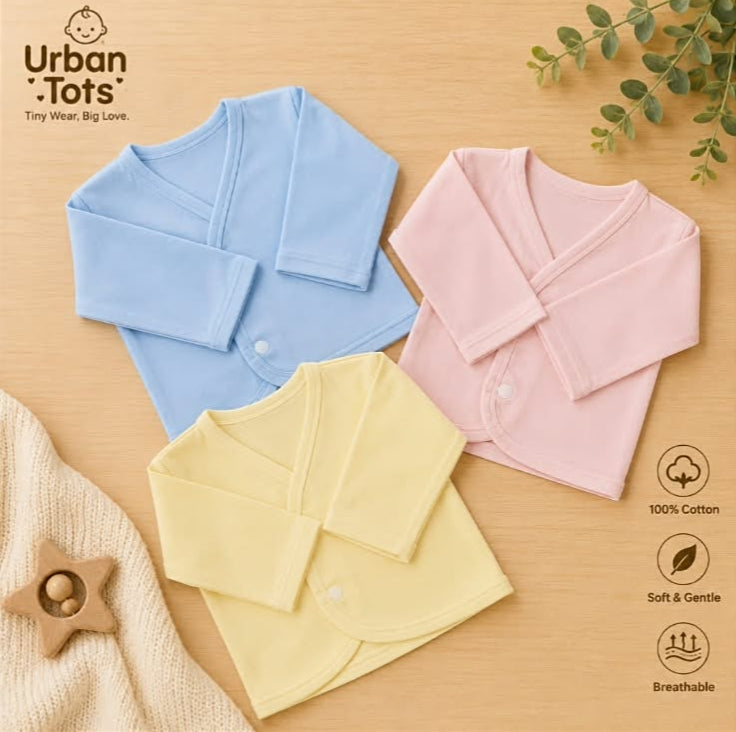 Baby Cotton Vest Full Sleeves Colored 0-3 Months (Size Small)