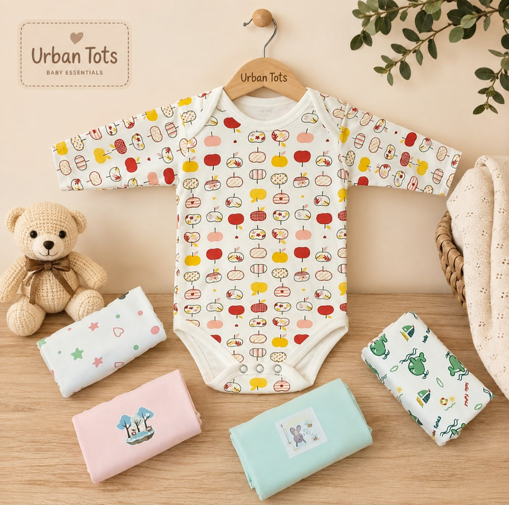 Tiny Toon Baby Bodysuits – Soft Cotton Essentials (Pack of 5 | 0–3 Months)