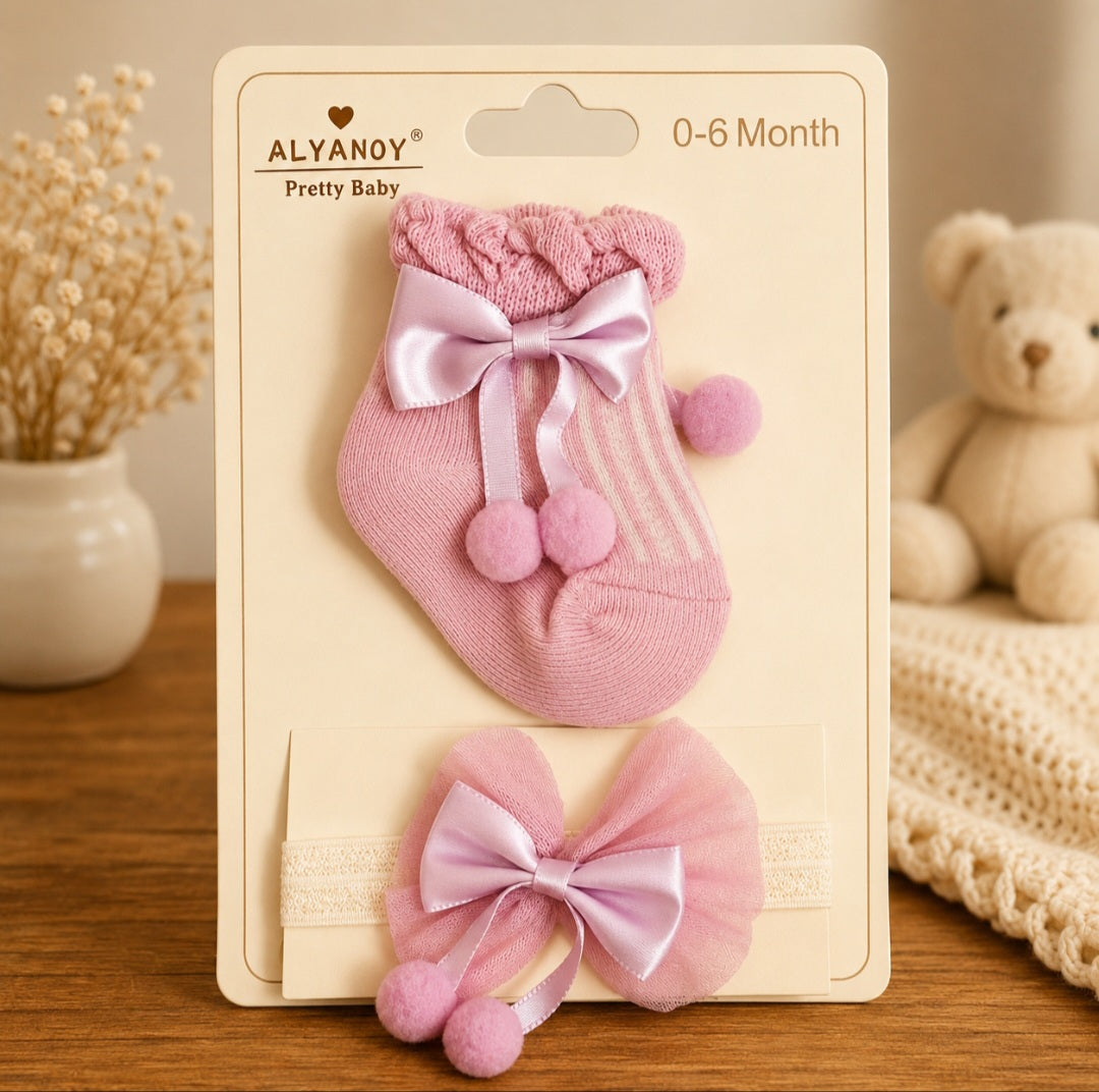 Head Band and Socks Set (0 to 6 Months)