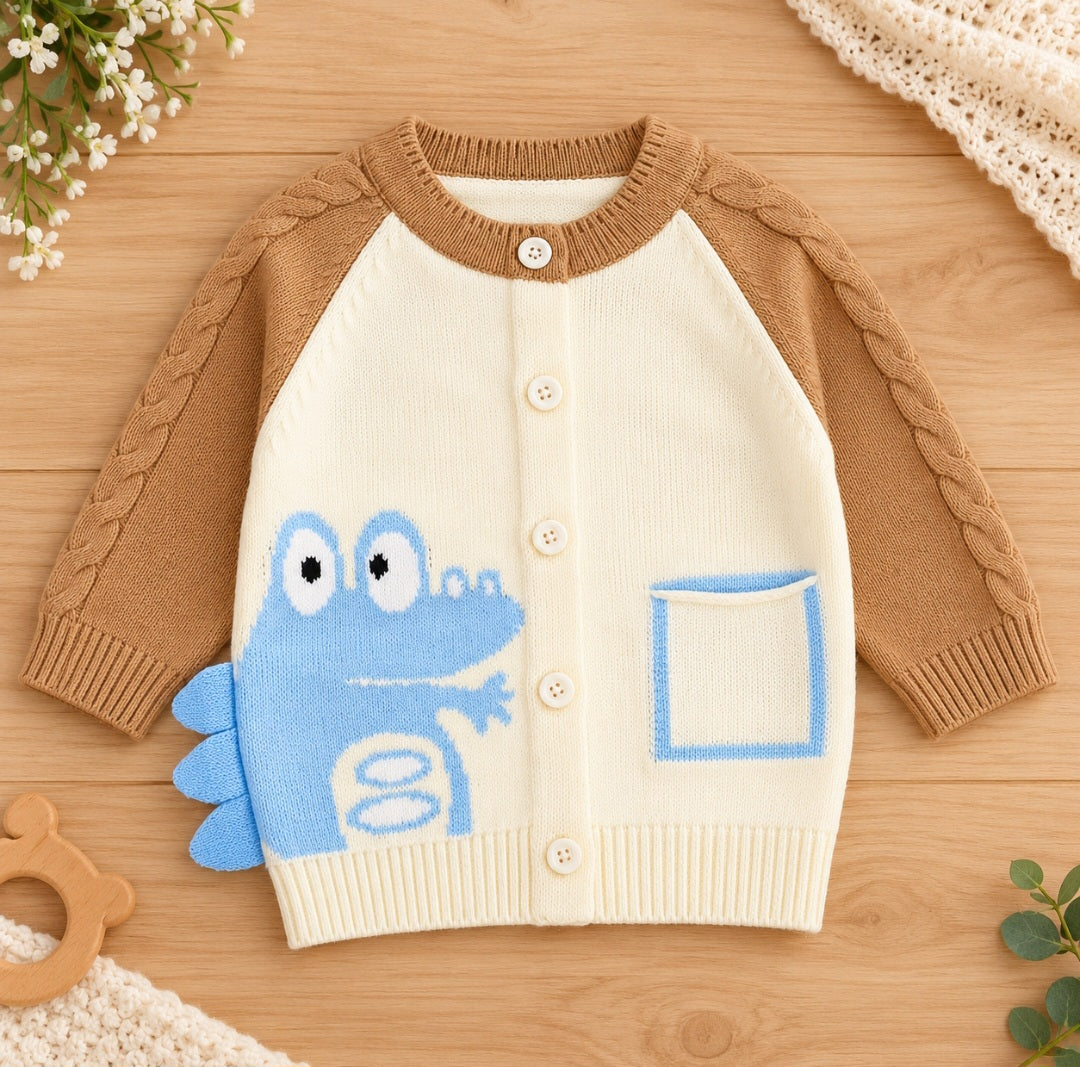 Beige and Cream knitted Cardigan Style Set