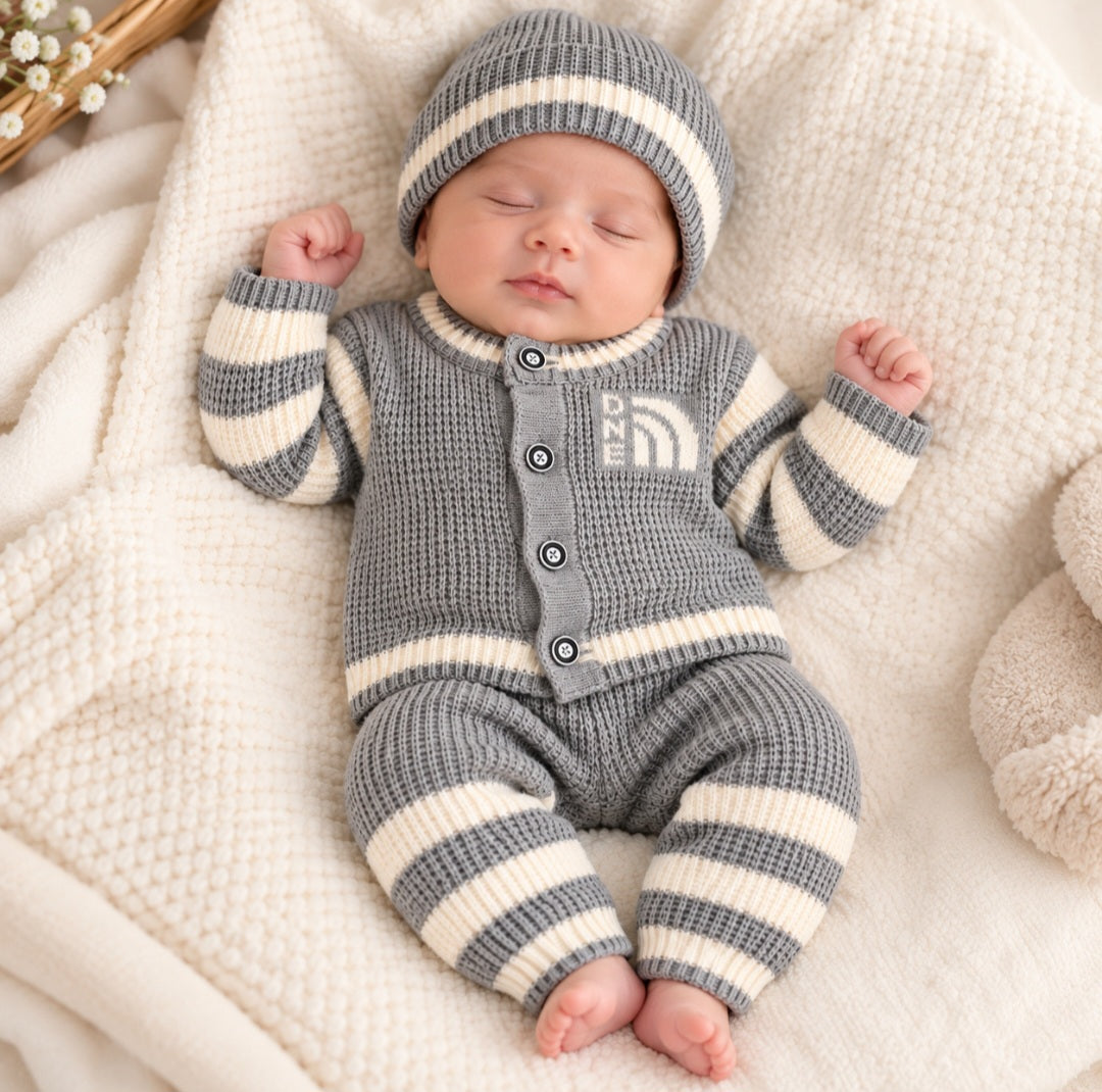 Knitted Baby Set with Cap (6 Colors)