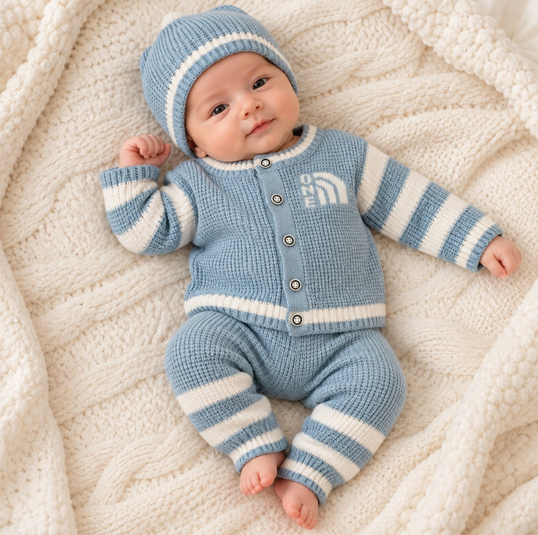 Knitted Baby Set with Cap (6 Colors)