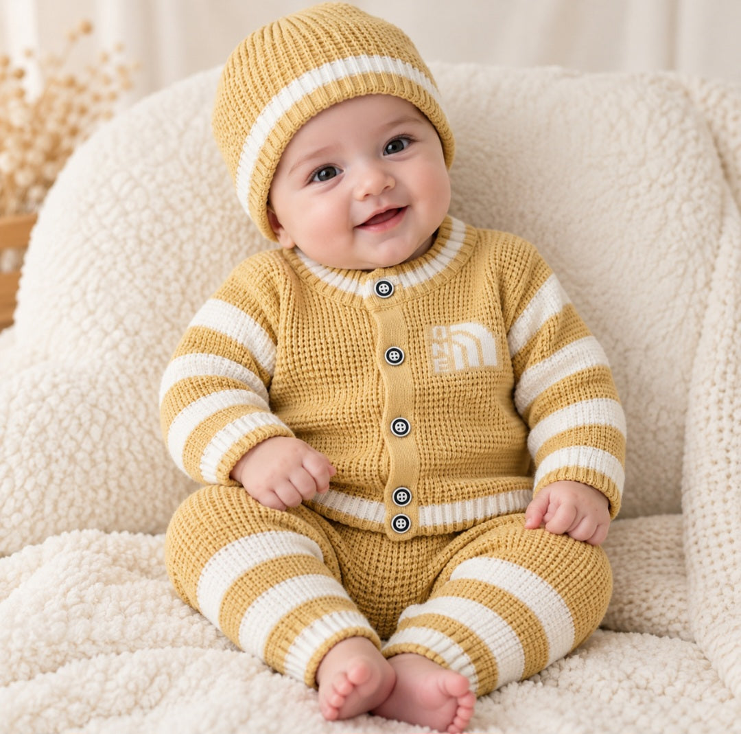 Knitted Baby Set with Cap (6 Colors)
