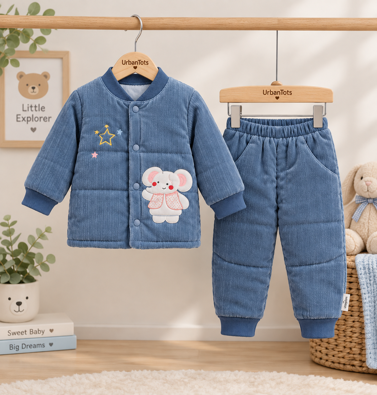 Elephant Embroidery Pajama Suit
