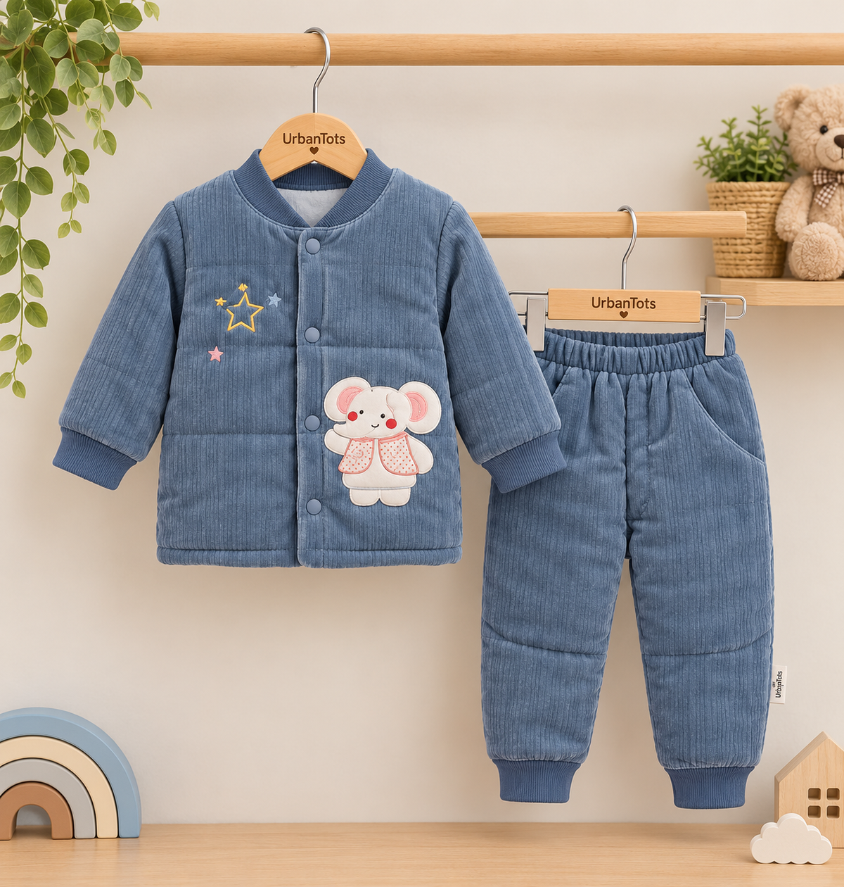 Elephant Embroidery Pajama Suit